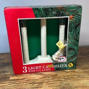 Vintage 3 Lite Candolier / Light Candelabra Dripping Wax Candle With Clear Bulbs